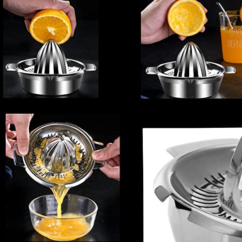 EVK® Stainless Steel Juicer machine with Easy Pour Spout Juicer maker Hand Squeezer Rotation Hand Juicer with Bowl Juicer Strainer (Round Big) - Image 5