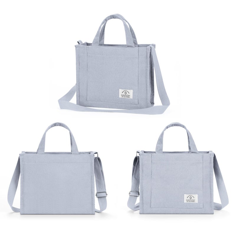 WantGor Tote Bag for Women, Corduroy Crossbody Bags Shoulder Handbag Small Satchel Hobo Bag Purse (Blue, Small) - Image 4