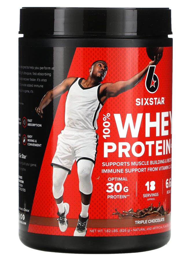 SIXSTAR 100% بروتين مصل اللبن بلس شوكولاتة ثلاثية 1.82 رطل (826 جرام) - Image 2