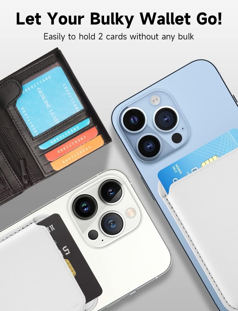 Mizi Unisex Magsafe Wallet, Magnetic Phone Vegan Leather Wallet - Slim 3 Cards Holder For Iphone 15/14/13/12 Series -White - Image 3