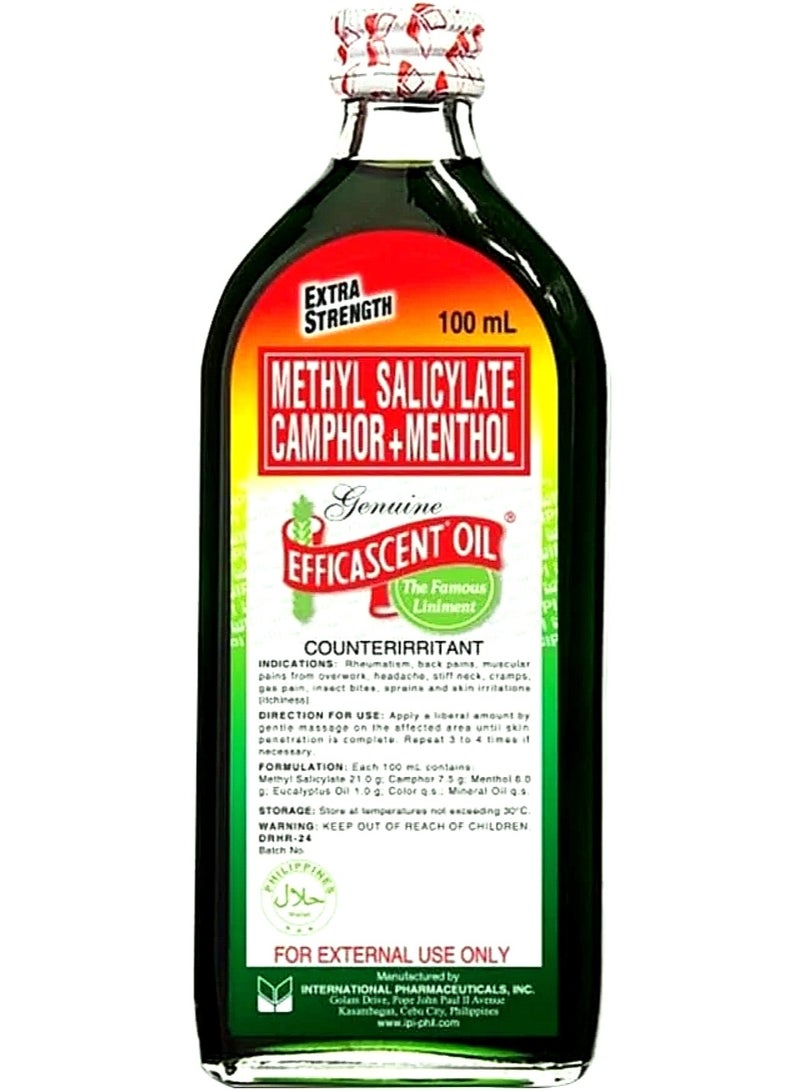 EFFICASCENT OIL Methyl Salicylate Camphor Menthol Genuine Efficascent Oil Extra Strength - 100ML