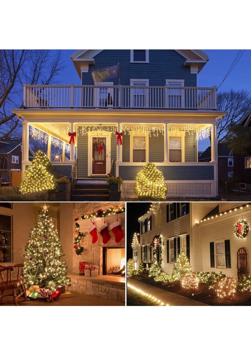 PAMEER - Warm White LED String Lights Black Wire Plug-in 15mtr 200 LEDs String Home Decorative LED Strip for Christmas EID Ramadan Diwali and Wedding Parties Decoration Box Button Control 8 Modes - Image 1