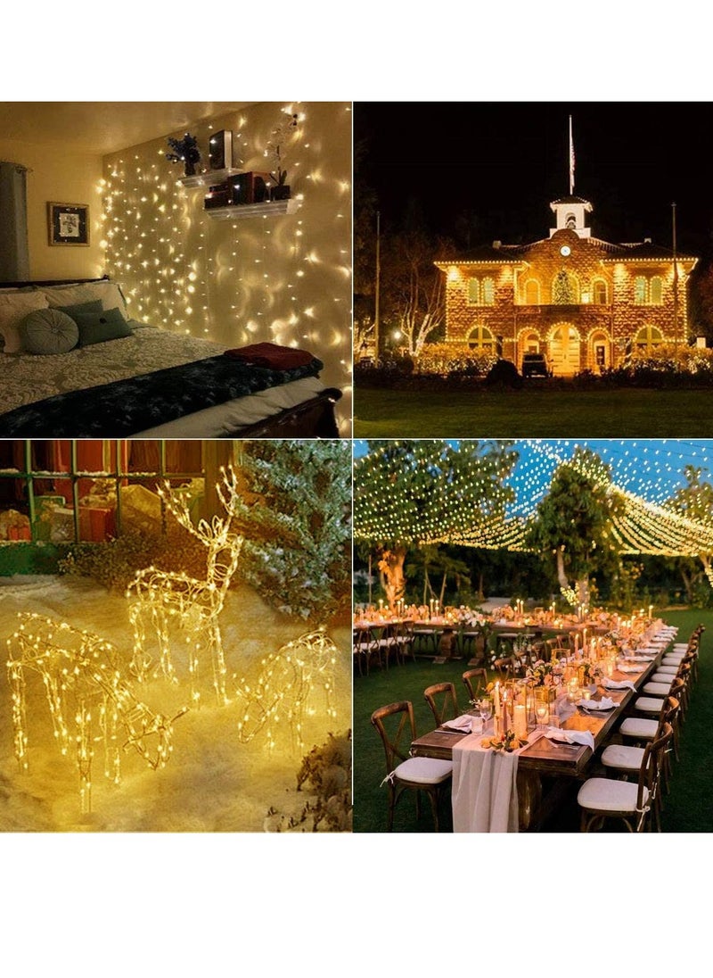 PAMEER - Warm White LED String Lights Black Wire Plug-in 15mtr 200 LEDs String Home Decorative LED Strip for Christmas EID Ramadan Diwali and Wedding Parties Decoration Box Button Control 8 Modes - Image 1
