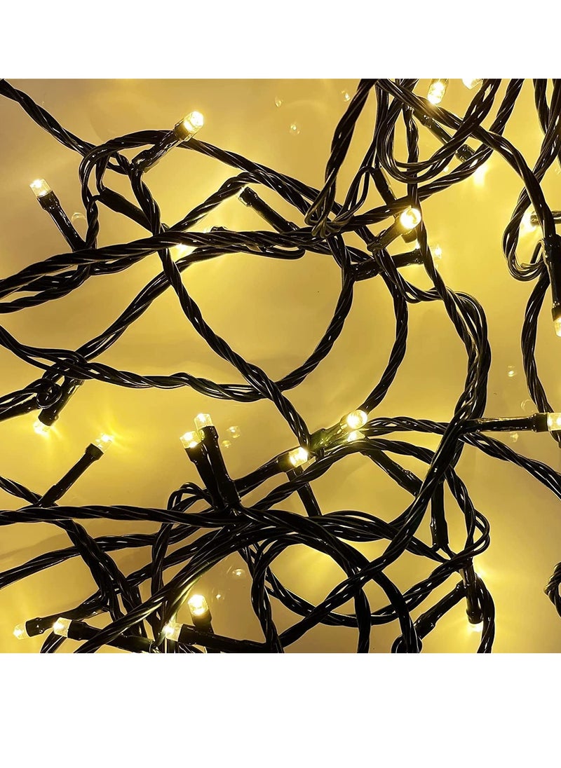 PAMEER - Warm White LED String Lights Black Wire Plug-in 15mtr 200 LEDs String Home Decorative LED Strip for Christmas EID Ramadan Diwali and Wedding Parties Decoration Box Button Control 8 Modes - Image 1