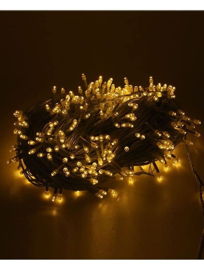 PAMEER - Warm White LED String Lights Black Wire Plug-in 15mtr 200 LEDs String Home Decorative LED Strip for Christmas EID Ramadan Diwali and Wedding Parties Decoration Box Button Control 8 Modes - Image 1