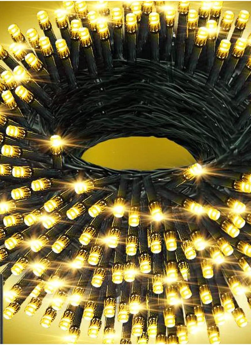 PAMEER - Warm White LED String Lights Black Wire Plug-in 15mtr 200 LEDs String Home Decorative LED Strip for Christmas EID Ramadan Diwali and Wedding Parties Decoration Box Button Control 8 Modes - Image 1