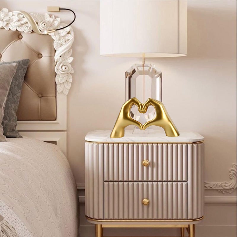 موي Moyi الذهب ديكور لغرفة المعيشة غرفة نوم رف القهوة الجدول قلب اليدين تمثال رف ديكور الحب إصبع أصابع جمالية بويه لمسات الزفاف ديكورات نيك ديكور المنزل للرفوف (بدون أساور) - Image 4