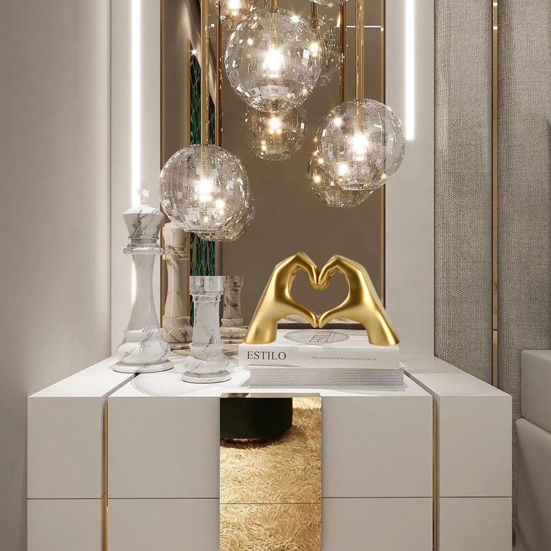 موي Moyi الذهب ديكور لغرفة المعيشة غرفة نوم رف القهوة الجدول قلب اليدين تمثال رف ديكور الحب إصبع أصابع جمالية بويه لمسات الزفاف ديكورات نيك ديكور المنزل للرفوف (بدون أساور) - Image 3