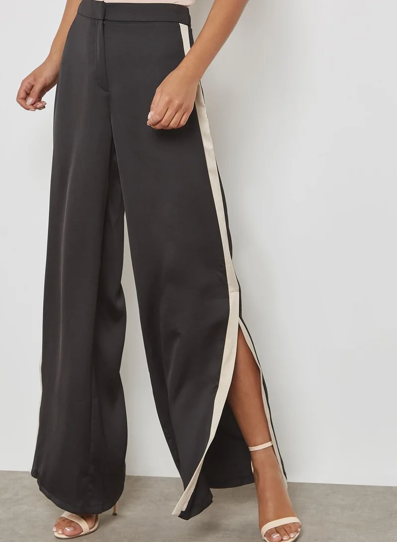 Missguided Satin Split Hem Flare Pants