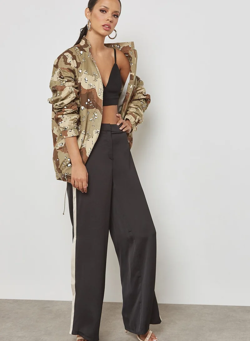 Missguided Satin Split Hem Flare Pants