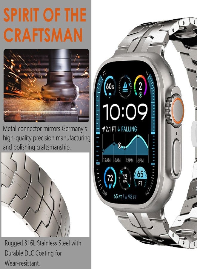 أساور وينجل المصنوعة من الفولاذ المقاوم للصدأ لساعات أبل ألترا 3/2/1، متوفرة بأحجام 49 مم، 46 مم، 45 مم، 44 مم، و42 مم، من سلسلة 11/10 SE 3/2/1 للرجال، بعرض 24 مم، مصنوعة من معدن متين مناسب للأعمال، متوافقة مع ساعات آي ووتش 9، 8، 7، 6، 5، 4، 3، 2، 1، مصنوعة من التيتانيوم. - Image 3