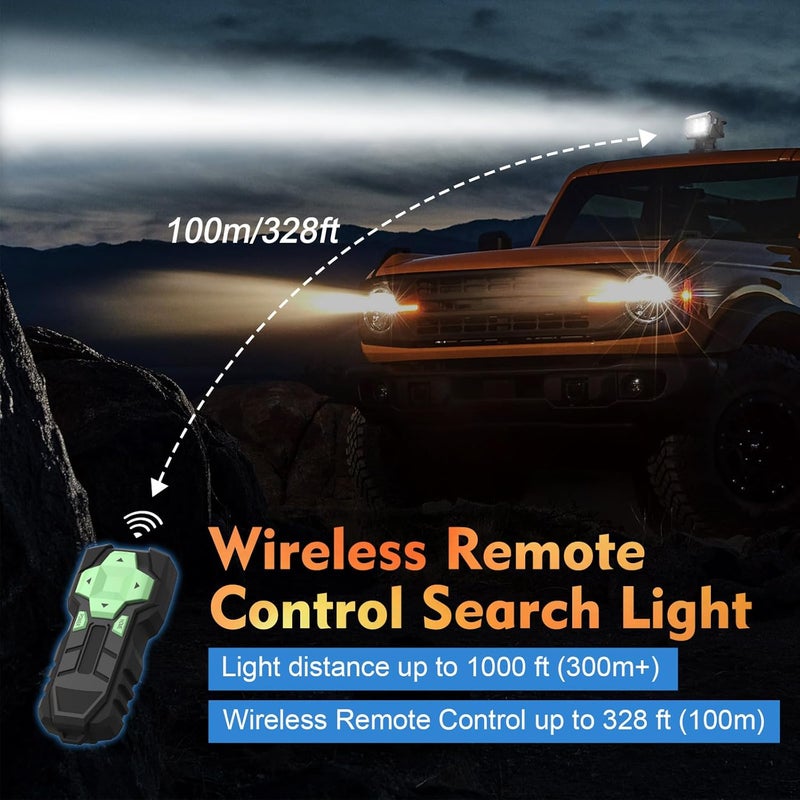BIGACOVER Remote Control LED Spotlight, 50W Outdoor Searchlight 360°Rotating Automatic LED Spotlight for Truck Boat with 5 Strong Magnets, Waterproof Go Outdoor Spot Lights for 12V/24V - Image 2