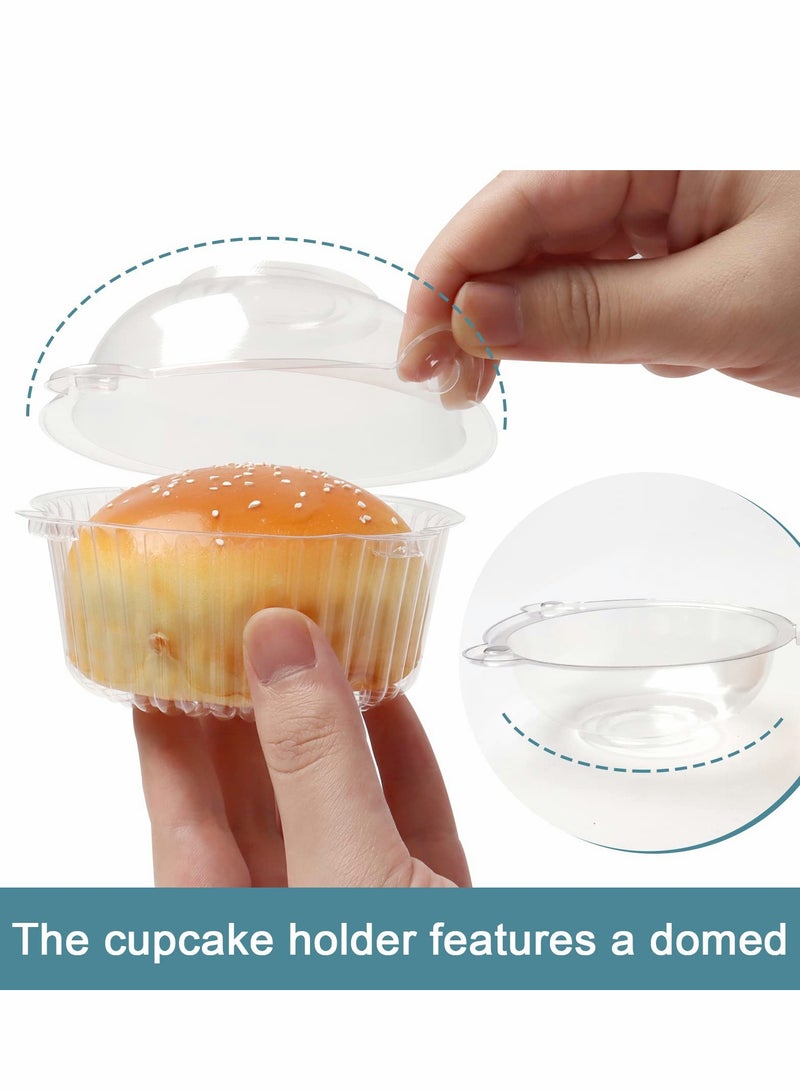 100 Pcs Individual Cake Box, Plastic Transparent Disposable Cupcake Individual Container, Cake Holder Original Top For Fruit Salad Bread Party Cake  - Image 3