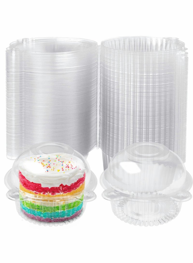 100 Pcs Individual Cake Box, Plastic Transparent Disposable Cupcake Individual Container, Cake Holder Original Top For Fruit Salad Bread Party Cake  - Image 1