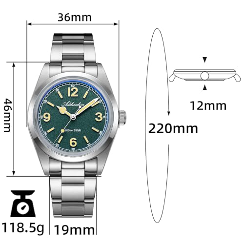 ADDIESDIVE Mens Dress Watches Easy to Read Dial VH Sweep Second K1 Bubble Glass 100 M Waterproof Simple Male Watch - Image 3