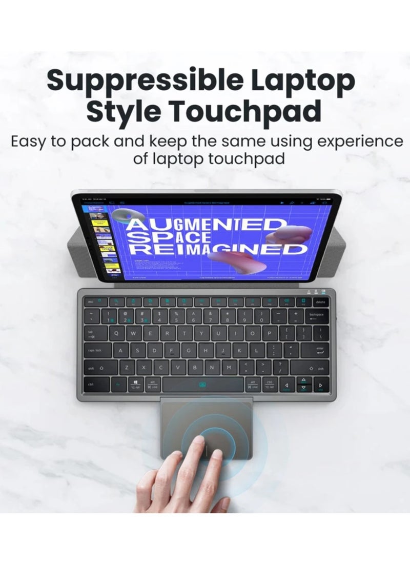 MOCOM - Tablet Keyboard with Case, Portable Detachable Case with Keyboard for Win XP Win7 Win10 Win11 for Android for OS X, Multifunctional Tablet Case for Laptop Tablet Phone - Image 1