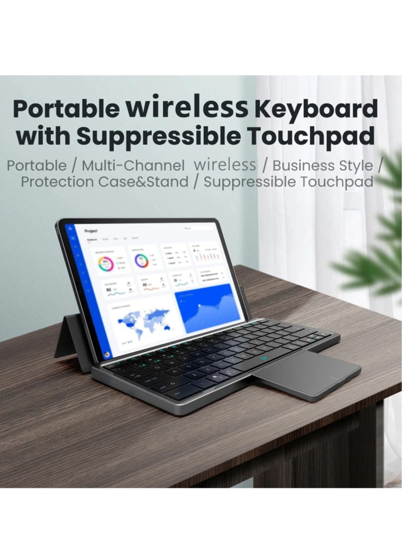 MOCOM - Tablet Keyboard with Case, Portable Detachable Case with Keyboard for Win XP Win7 Win10 Win11 for Android for OS X, Multifunctional Tablet Case for Laptop Tablet Phone - Image 1