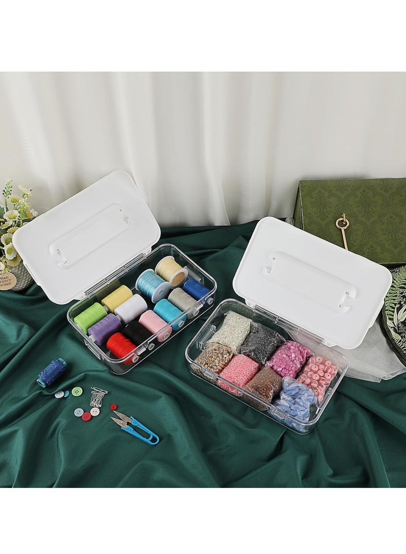 Clear Plastic Storage Box, Portable Project Case with Flap Lid, Storage Box for Pencils, Plastic Organizers Case for Craft Projects, Letters, Cards, Photos Beads Pencils Sticky Notes 2 Pack  - Image 4