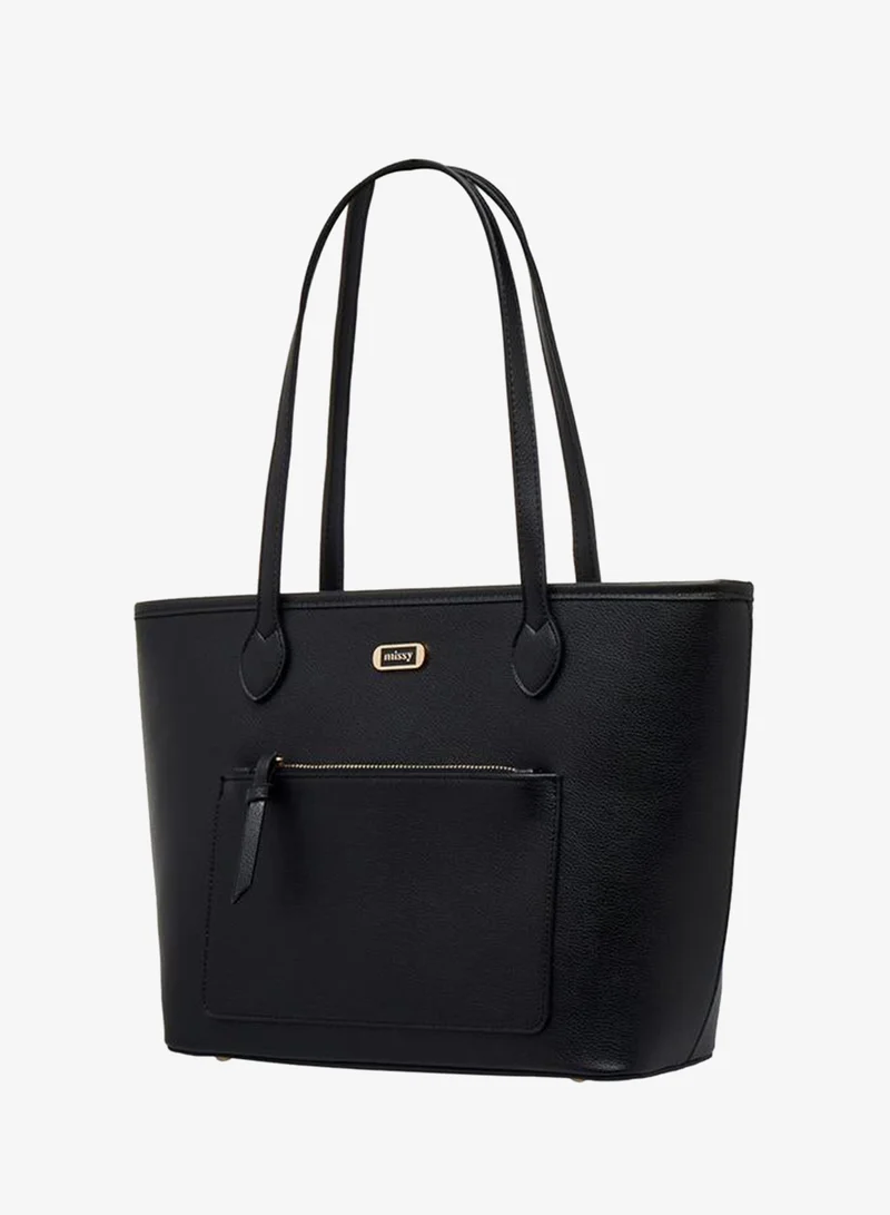 MISSY Monogram Print Tote Bag With Double Handle