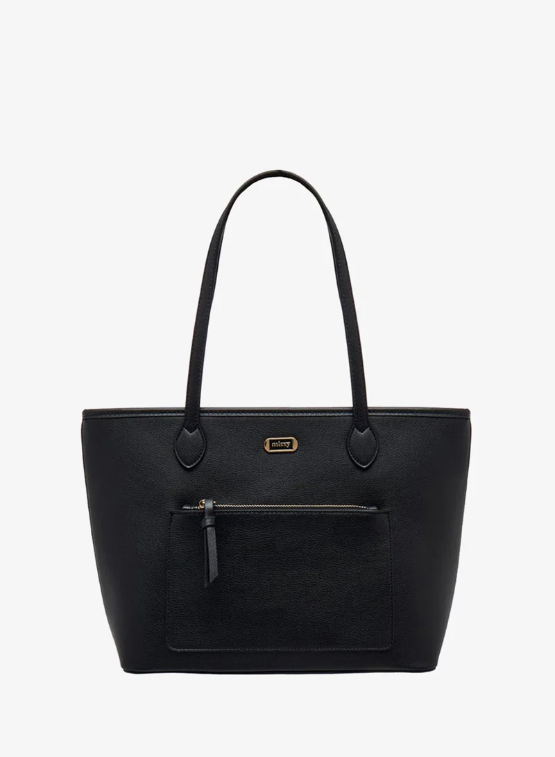 MISSY Monogram Print Tote Bag With Double Handle