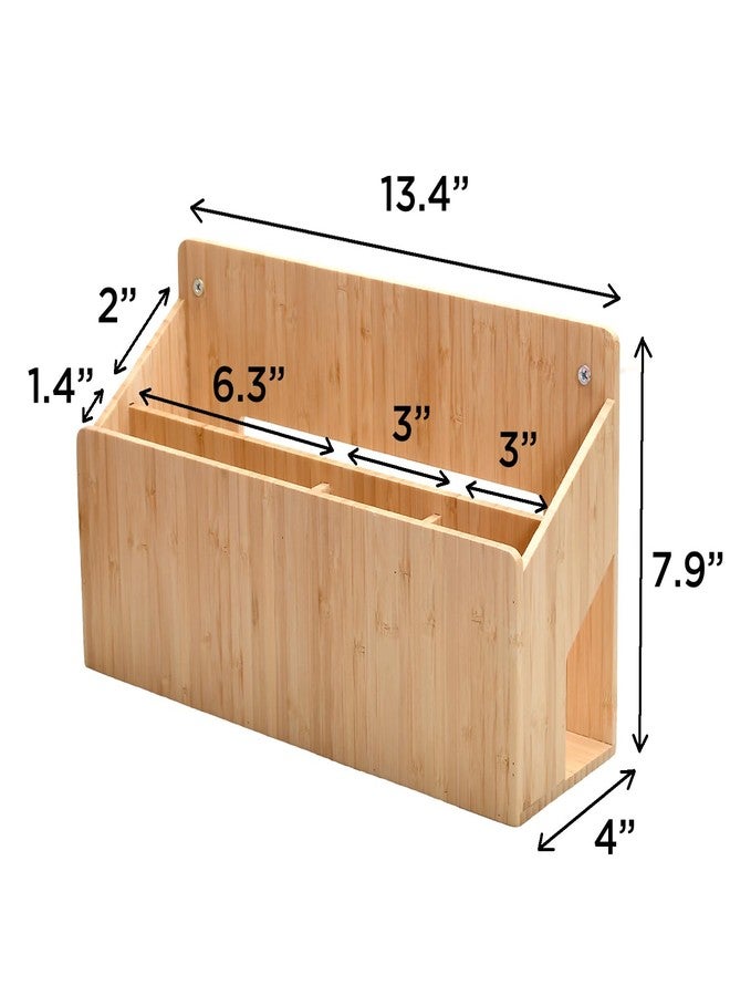 MobileVision Bamboo Wall Mounted Kitchen Organizer & Holder for Foil, Wax Paper, Plastic Wrap, Parchment Paper, Bags and More, Mounting Hardware Included - Image 5
