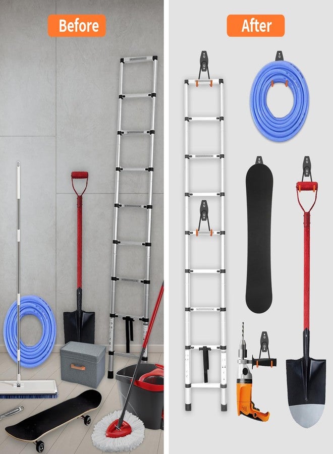 إنودا خطافات مرآب ENUODA شديدة التحمل، عبوة من قطعتين، خطافات تخزين مرآب، خطاف حائطي متعدد الاستخدامات لتعليق أدوات الحديقة، وأدوات الطاقة، والدراجات، والمجارف، والمكانس، والسلم، والأشياء السائبة - Image 5