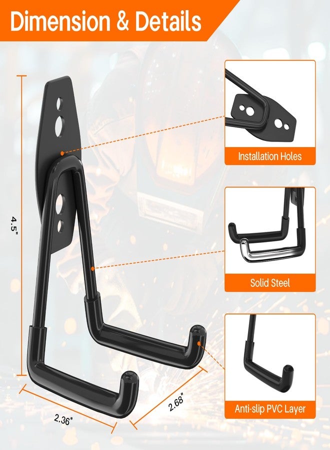 إنودا خطافات مرآب ENUODA شديدة التحمل، عبوة من قطعتين، خطافات تخزين مرآب، خطاف حائطي متعدد الاستخدامات لتعليق أدوات الحديقة، وأدوات الطاقة، والدراجات، والمجارف، والمكانس، والسلم، والأشياء السائبة - Image 2