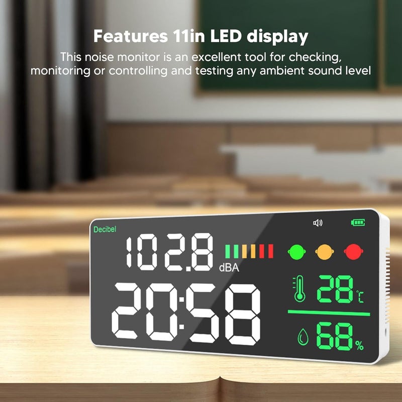 عداد قياس الضوضاء الرقمي ABS للتركيب على الحائط 4 في 1 مقياس مستوى الصوت بالديسيبل للفصول الدراسية - Image 3