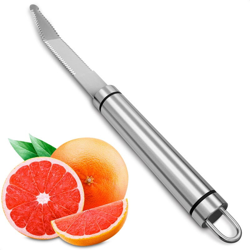 Reluen Grapefruit Knife Curved Serrated Double Blade â€“ Stainless Steel Citrus Fruit Sectioning Knife & Peeler, Ergonomic Handle, Dishwasher Safe Kitchen Tool for Grapefruits, Oranges, Lemons & Citrus Prep - Image 1