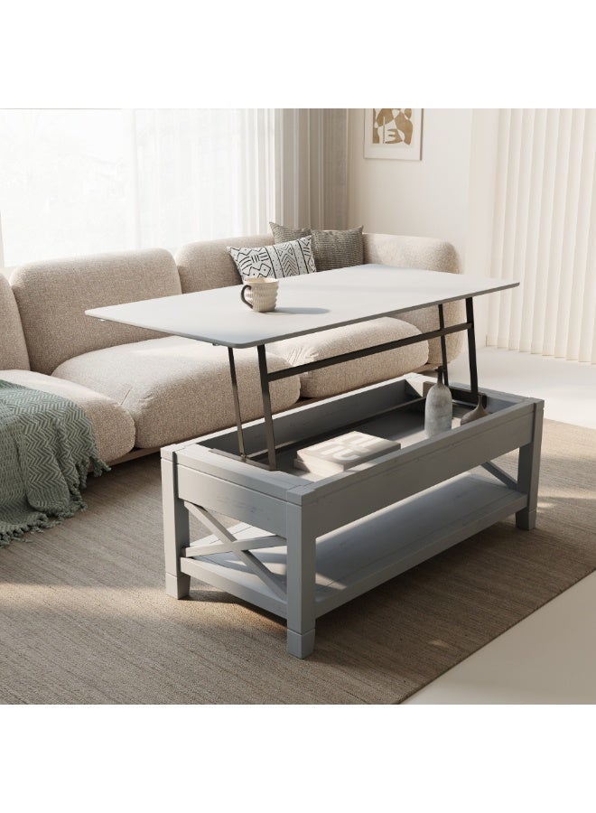 بيتونيا طاولة قهوة جينو بسطح رفع وتخزين داخلي - رمادي - Image 5