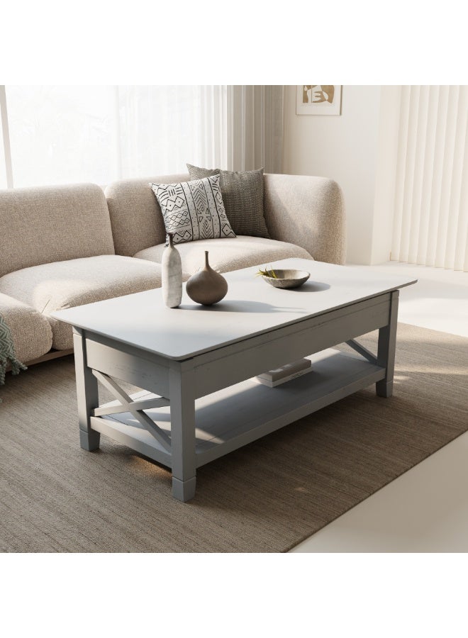 بيتونيا طاولة قهوة جينو بسطح رفع وتخزين داخلي - رمادي - Image 3