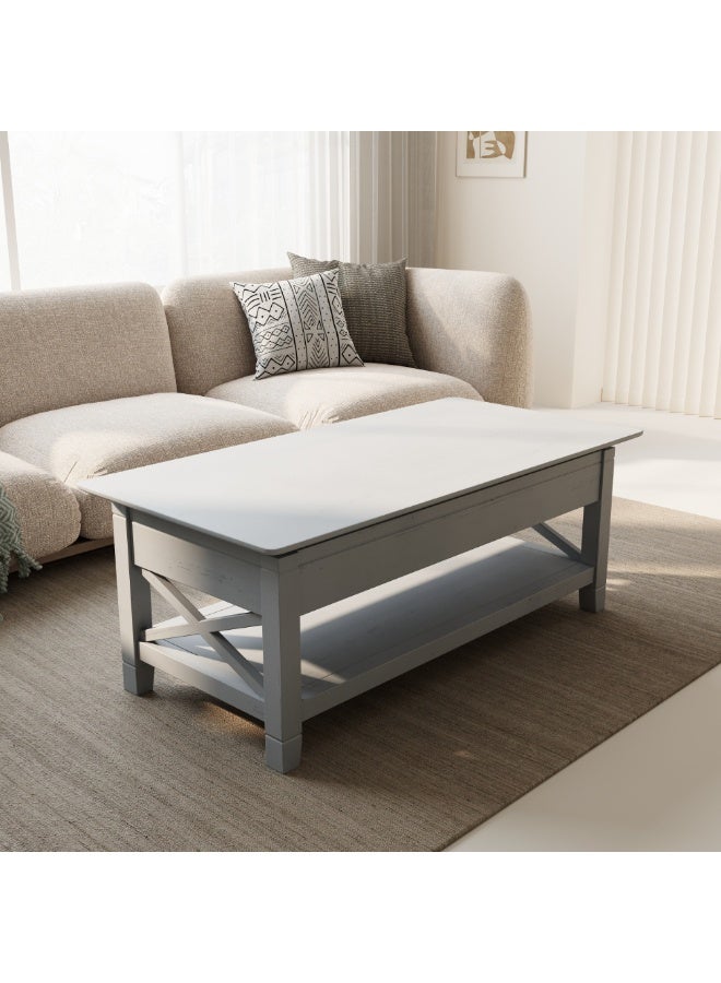 بيتونيا طاولة قهوة جينو بسطح رفع وتخزين داخلي - رمادي - Image 4