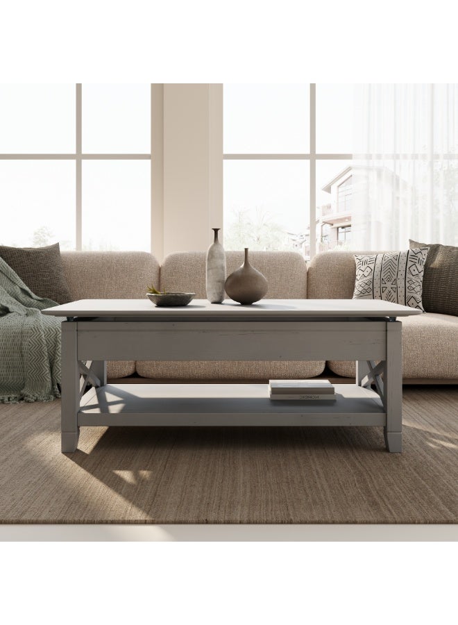 بيتونيا طاولة قهوة جينو بسطح رفع وتخزين داخلي - رمادي - Image 1