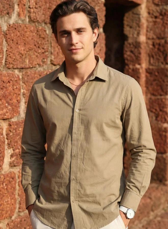 Truloom Brown Men Brown Comfort Casual Shirt for Men | Best Price UAE