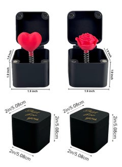NajmStyle 2 Packs Red Roses and Red Love Heart in a Box, 3D Printed Red Roses in a Surprise Pop up Gift Box, Birthday and Valentine Classroom Students Gift  - Image 2