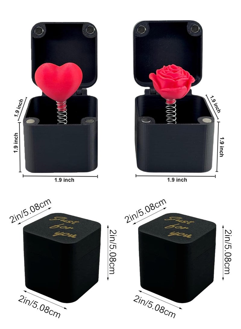 NajmStyle 2 Packs Red Roses and Red Love Heart in a Box, 3D Printed Red Roses in a Surprise Pop up Gift Box, Birthday and Valentine Classroom Students Gift - Image 2