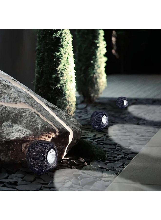 White Light Solar LED Stone Lights 2pcs For Garden Walkway Pathway Illumination - Image 4