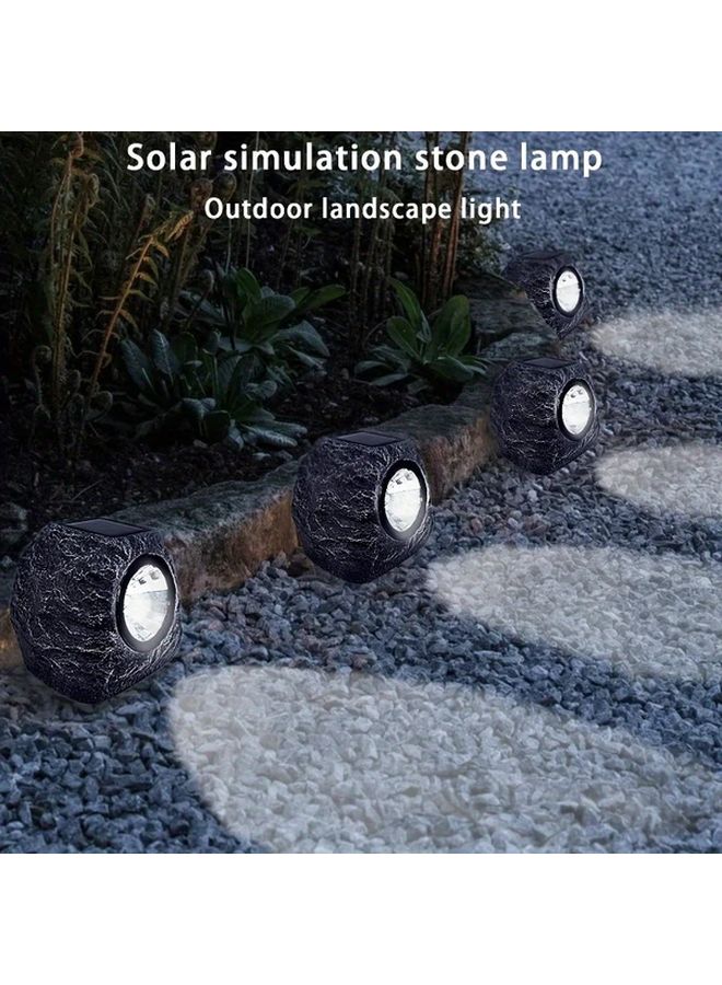 White Light Solar LED Stone Lights 2pcs For Garden Walkway Pathway Illumination - Image 5