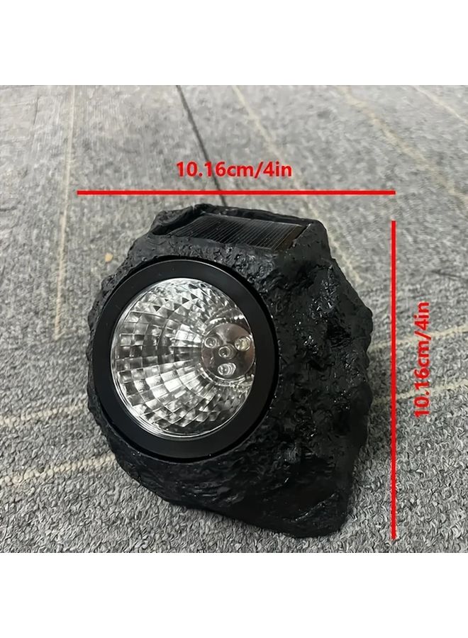 White Light Solar LED Stone Lights 2pcs For Garden Walkway Pathway Illumination - Image 3