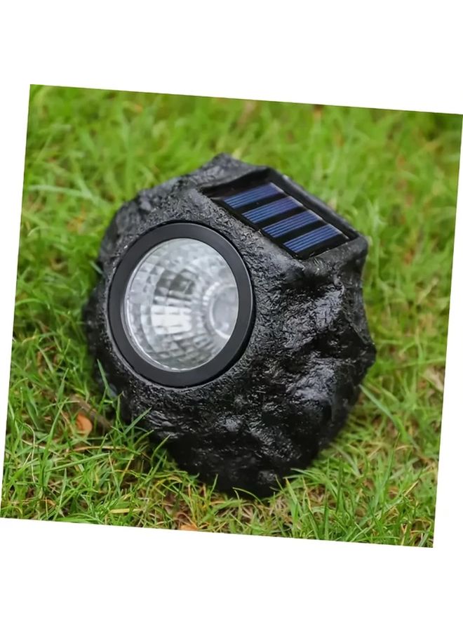 White Light Solar LED Stone Lights 2pcs For Garden Walkway Pathway Illumination - Image 1