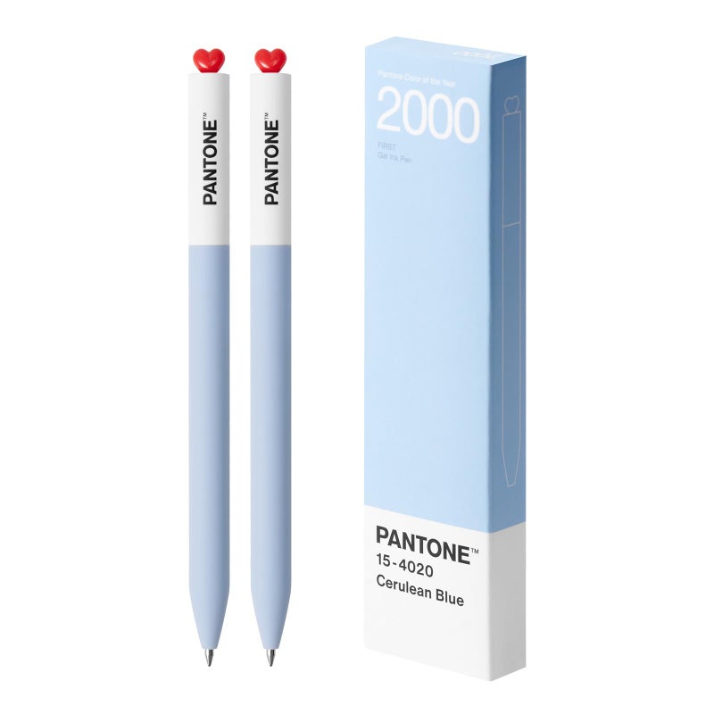 Kaco FIRST Gel Pens 2 Pieces with Black Ink, 0.5 mm Fine Point, Smooth Writing Experience, Aesthetic Cute Stationery for Journaling, Note Taking Pens (2000 Cerulean) - Image 1