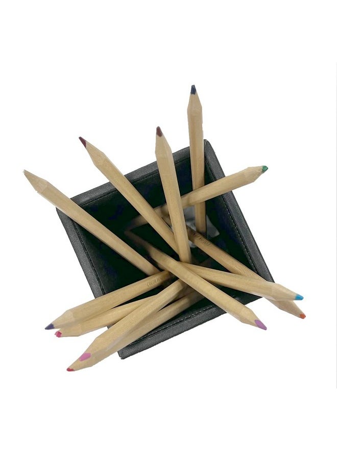 UnionBasic Square Pen Holder, Leather Pencil Cup, Desktop Caddy Stationery Organizer, Black  - Image 2