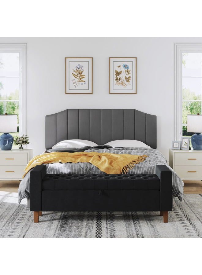 Furpopup King Size Headboard Only, Velvet Upholstered Headboard King/California King Size Wall Mount and Bed Frame Mount, Featuring High-Density Sponge Padding Easy Assembly Comfort Style-Dark Gray - Image 5