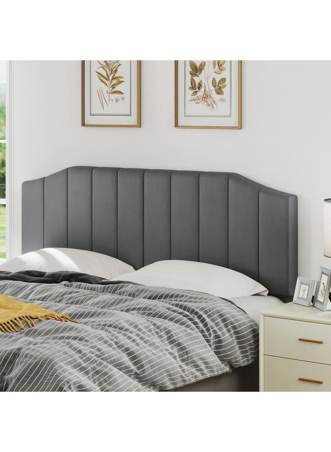 Furpopup King Size Headboard Only, Velvet Upholstered Headboard King/California King Size Wall Mount and Bed Frame Mount, Featuring High-Density Sponge Padding Easy Assembly Comfort Style-Dark Gray - Image 1