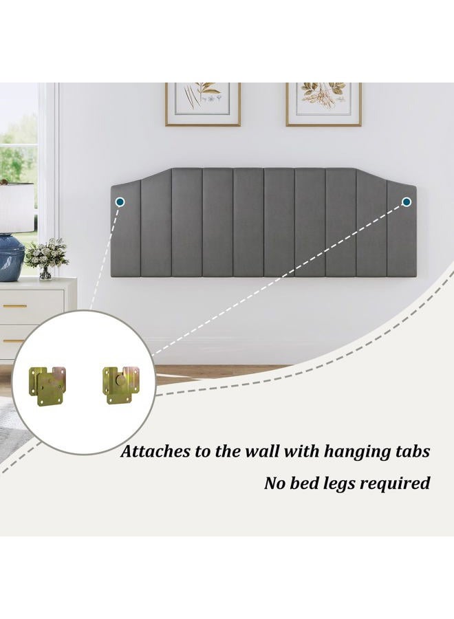 Furpopup King Size Headboard Only, Velvet Upholstered Headboard King/California King Size Wall Mount and Bed Frame Mount, Featuring High-Density Sponge Padding Easy Assembly Comfort Style-Dark Gray - Image 4