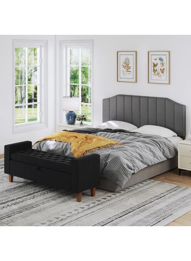 Furpopup King Size Headboard Only, Velvet Upholstered Headboard King/California King Size Wall Mount and Bed Frame Mount, Featuring High-Density Sponge Padding Easy Assembly Comfort Style-Dark Gray - Image 3