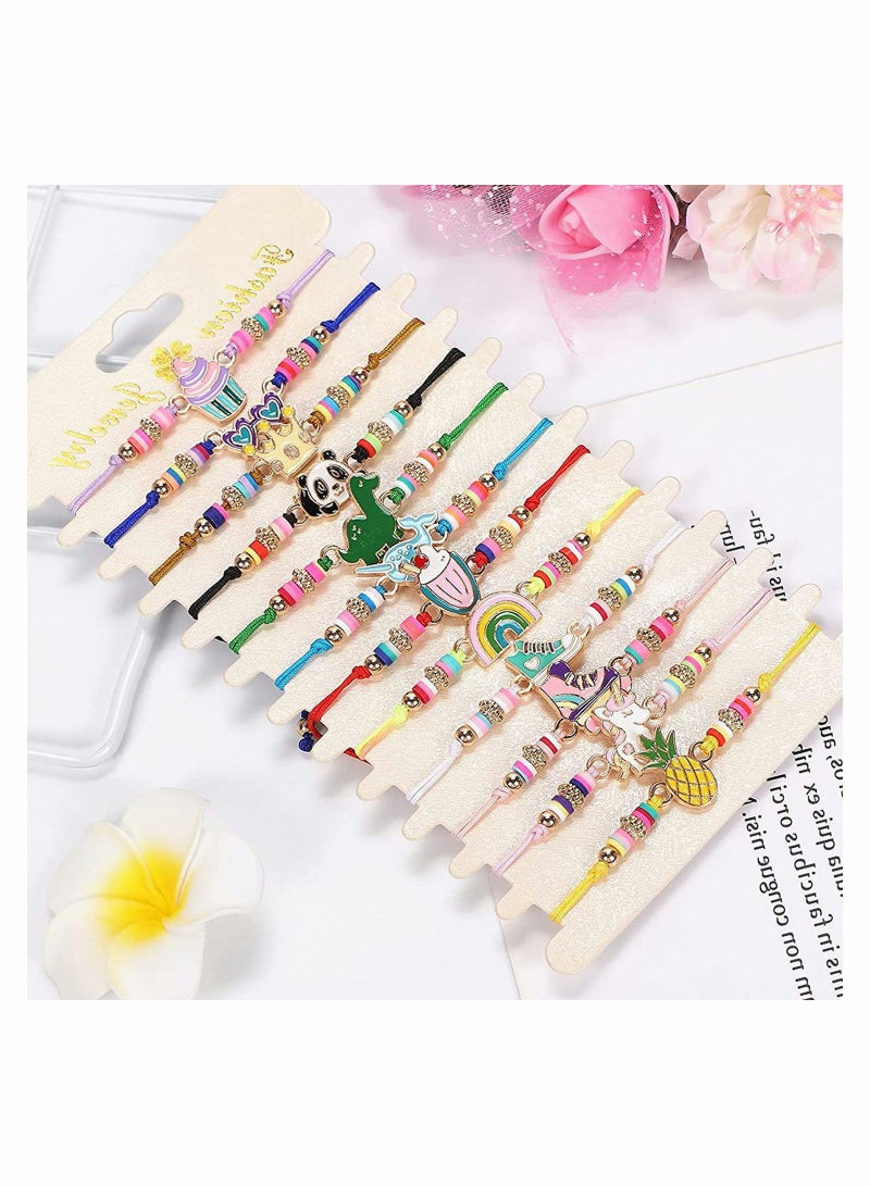 Multicolor Woven Bracelet Set for Women 12 Pieces Stackable Surfer Bracelets Adjustable Summer Beach Fashion Jewelry Unicorn Animal Pineapple Friendship Girls - Image 3