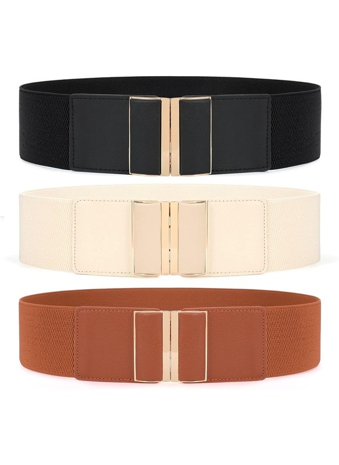 Generic 3 Pack Women Wide Elastic Waist Belt Vintage Stretchy Waistband Fashion Ladies Belts for Dresses  - Image 1