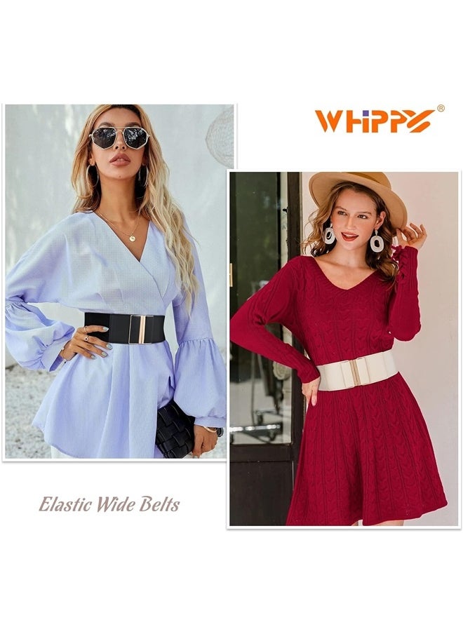 Generic 3 Pack Women Wide Elastic Waist Belt Vintage Stretchy Waistband Fashion Ladies Belts for Dresses  - Image 5