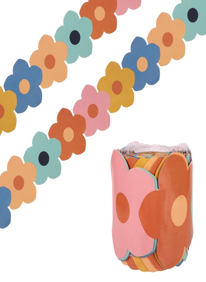 Maritown 65.6ft Flowers Bulletin Board Borders Sunflower Die-Cut Rolled Border Trim Spring Summer Bulletin Board Decorations for School Classroom Office Blackboard Walls Locker Decor (Daisy, 65.6ft) - Image 1